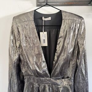 COPY - NWT $495 Ramy Brook Silver Metallic Shaina Mini Dress 4